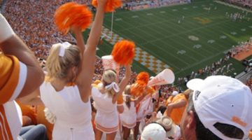 UT cheerleaders in the stands at Neyland Stadium