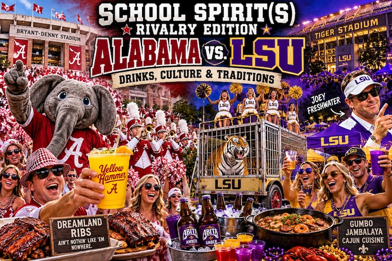 Alabama-LSU rivalry drinks graphic