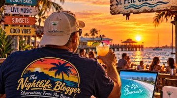 The Nightlife Blogger at a St Pete-Clearwater beach bar graphic