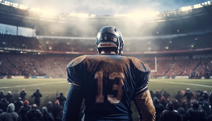 football player in a stadium AI generated